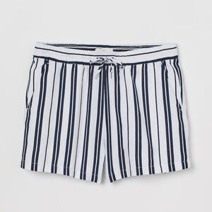 H&M Linen Blend Shorts - White/Blue Striped 💕